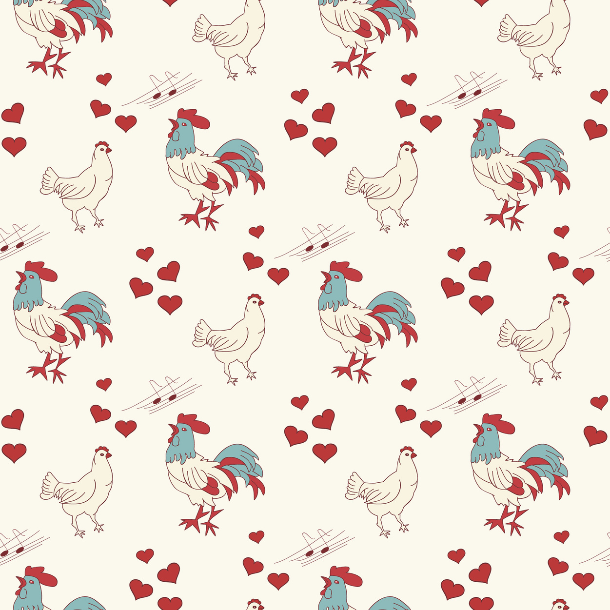 Roosters and Hens Pattern